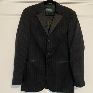 Lauren Ralph Lauren Black Pinstripe Tuxedo Jacket 36R